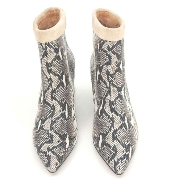 New 42 Gold Ojai Cuff Ankle Boots Snakeskin Print Leather Booties Women Size 7.5 - Picture 5 of 9